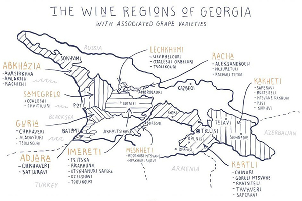 The Wine Regions of Georgia map
