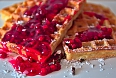 Waffles with lingonberry jam