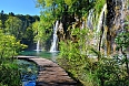 Boardwalk through the waterfalls of Plitvice Lakes
